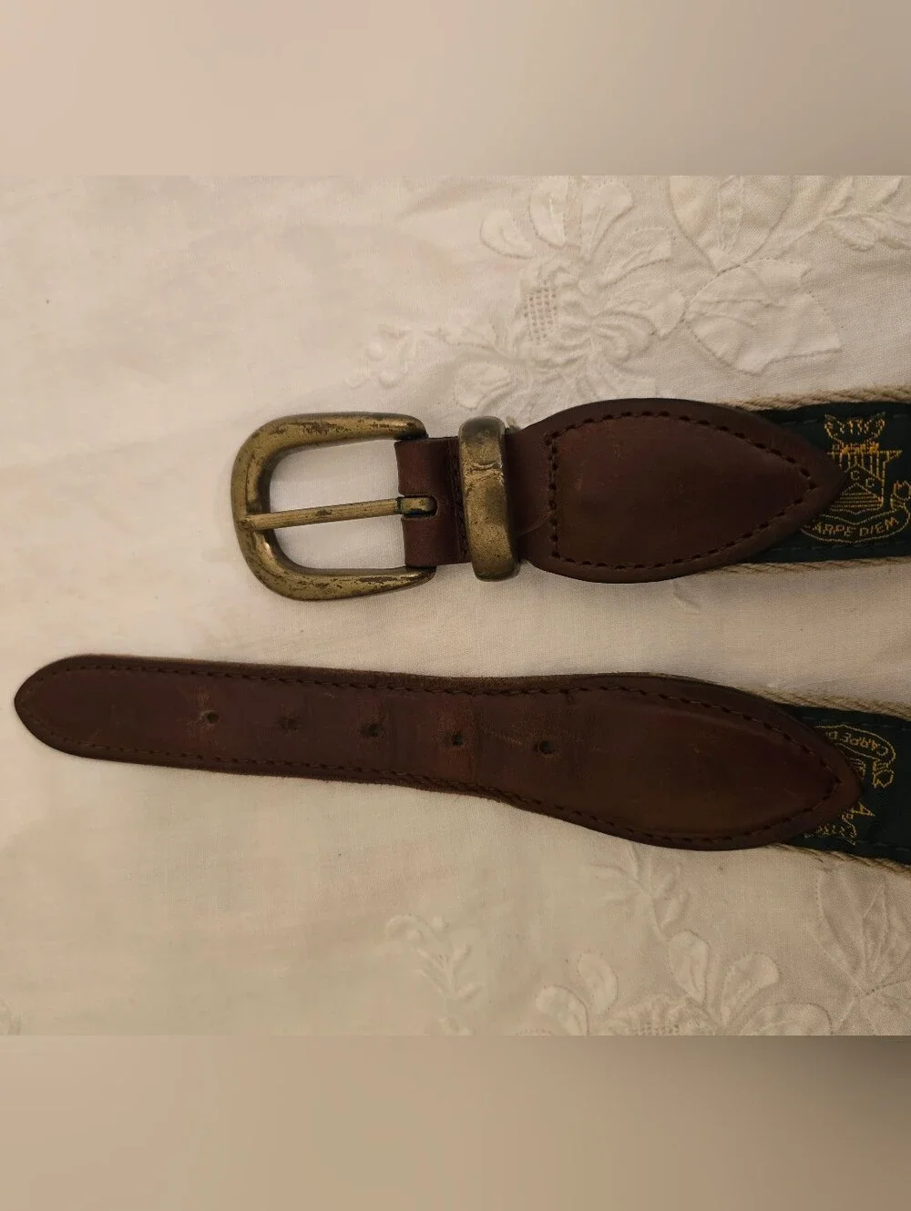 YRI Green Ribbon On Canvas Belt With 
